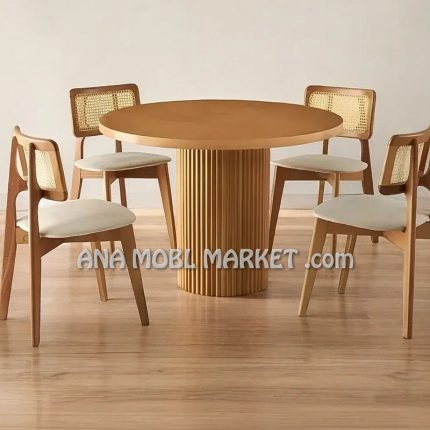میز ناهارخوری دایره ای مدل حصیری 4 نفره 1
